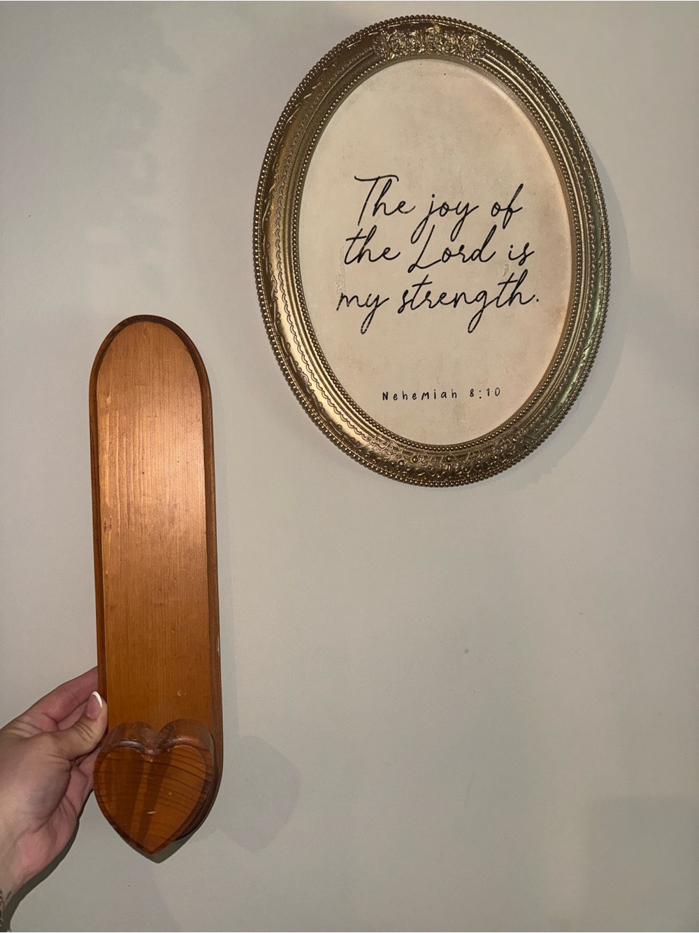 Brown Wooden Heart Candle Stick Wall Holder